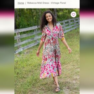 Natural Life short sleeve floral dress with tiers. Maxi length